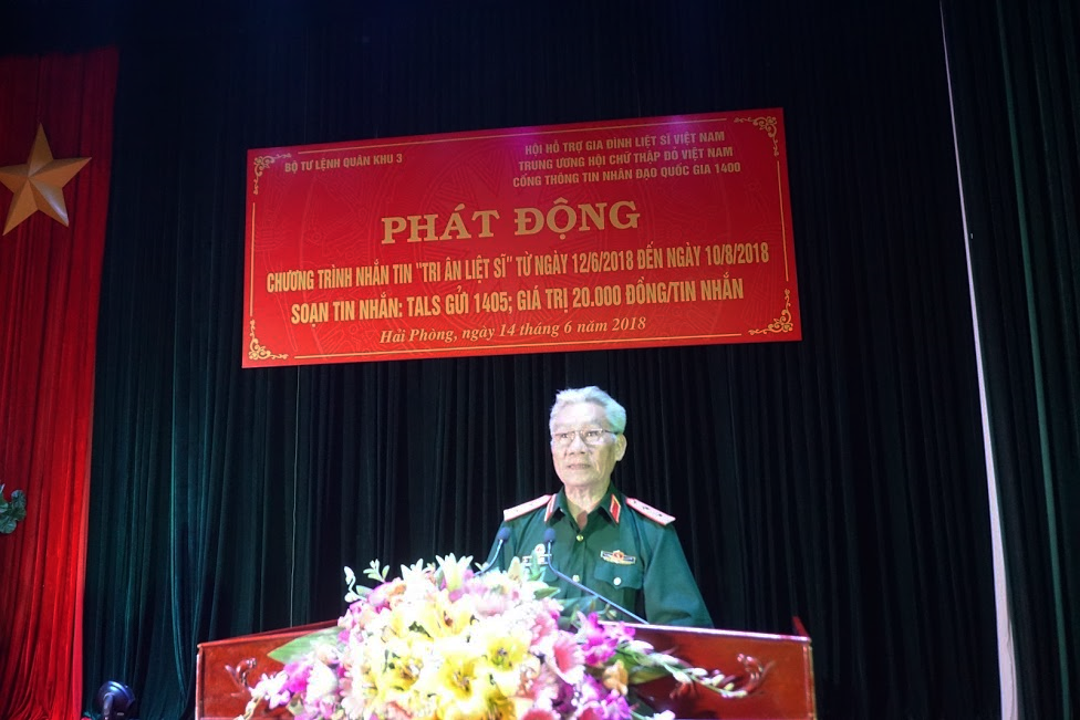 Trung tướng Lê Văn Hân (Chủ tịch Hội HTGĐLSVN) phát biểu tại buổi Lễ